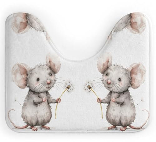 Holding Pusteblumen-WC-Vorleger, U-förmig, waschbar, Toilettenvorleger für Badezimmer, rutschfest, weich, saugfähig, Mikrofaser, niedlicher WC-Vorleger, Bodenmatte, 50,8 x 40,6 cm