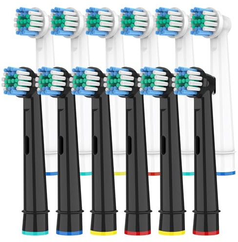 LokoBatii 12 Stück Aufsteckbürsten kompatibel mit Oral B Elektrische Zahnbürste, Zahnbürstenaufsatz kompatibel mit Oral B Pro 2, Genius X, Pro 3, Vitality 100 (Schwarz/Weiß)