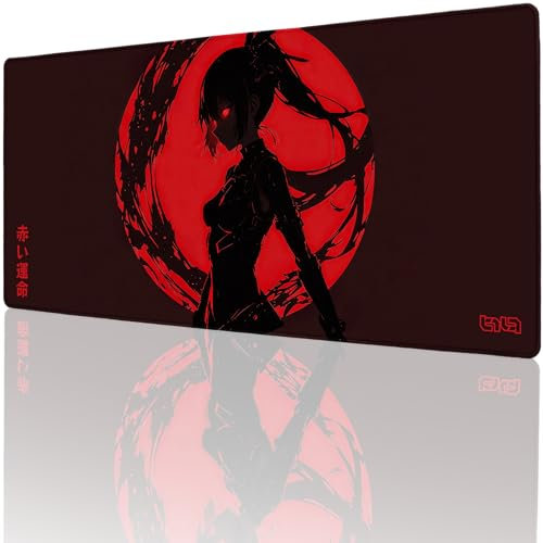 Tilt Schreibtischunterlage 90x40 cm Gaming Mauspad XXL | Rutschfester Mousepad Groß für Schreibtisch und PC Gadgets | Wasserdichter Desk Mat (Crimson Ninja)