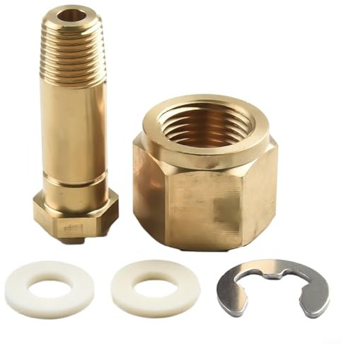Pumixiy CGA320 Flat Head Gas Bottle Connector, Gas Cylinder Connector, With Washer, CGA-320 Regulator, Inlet Nut And 2 Fitting, With Gasket