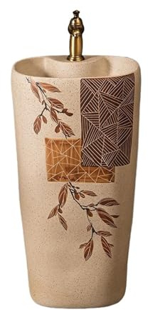 Classique Lavabo sur pied en céramique avec robinet et kit de vidange for salle de bain, cour, balcon Pratique