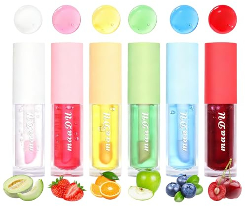 6PCS Fruchtiges Lipgloss Set - Color Changing Lipgloss Mädchen - Lippenpflege für Sehr Trockene Lippen - Geschenke für Mädchen Lippenbalsam Set - Lippenöl für Langanhaltend Glossy Pflegende Lippen