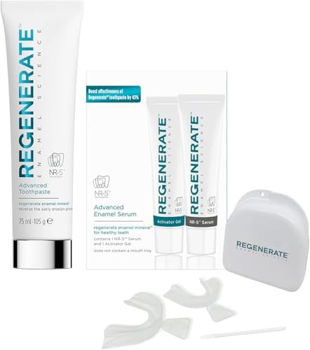 Regenerate Kit per Rigenerare lo Smalto Dentale, 1 Dentifricio Avanzato, 1 Siero NR-5™ e 1 Set di Mascherine, Rigenera i Minerali dello Smalto, Protezione Carie, Ripristina il Bianco Naturale