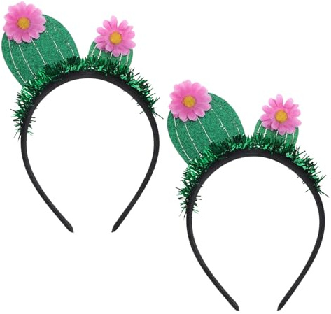 OSOLADY 2 Stück Kaktus Haarbänder mit Sommerstimmung Glitzerndes Party Dekor aus Filz und Stoff Niedlicher Kopfschmuck für Damen und Mädchen Hochzeiten und Partys