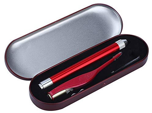 Yinhing Stainless Steel Ear Wax Cleaner Tool, Lighted Ear Pick Set with LED Tweezers for Easy Wax Removal, Safe for Adults and Kids (Red)