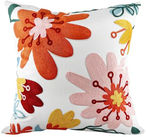 KATELUO Blumen Kissenbezug, Kissenbezug Frühling 45x45, Kissenbezüge Frühling, Kissenbezugs Sommer, Kissenhüllen Blumen Bestickt für Zuhause, Sofa-Wohnzimmer Dekoration
