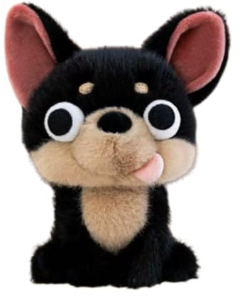 AQCQDQ Niedlicher Chihuahua Plüschtier Lustige Chihuahua Stofftier, Hund Plüschpuppe, Geschenk für Kinder Jungen Mädchen (18cm,Schwarz)