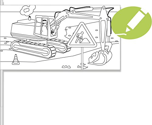 8 ausmalbare Fähnchen * BAUSTELLE * als Deko für Mottoparty oder Kindergeburtstag // ZUM AUSMALEN // Flaggen Fahnen Papierfahnen Papierflaggen Bauarbeiter