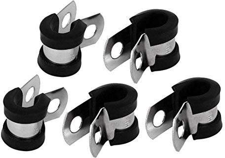 sourcing map 5stk 8mm Dmr. EPDM Gummi Gefüttert P Klemme Kabel Schlauchklemme Halter de
