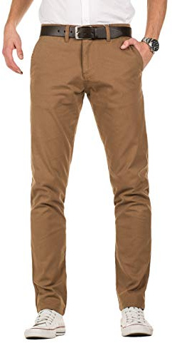 Yazubi Herren Chino Hose, Slim Fit, Modell Kyle, Chinohose mit Gürtel
