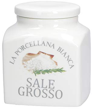 La Porcellana Bianca - Contenitore Coperto Deco Rock Salt, Nylon/A - Conserva, Barattoli e Contenitori - Barattoli Cucina - Porcellana - 1100 cc; 12x12xh13,5 cm