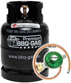 Cago Premium BBQ-Gas Flasche 8kg ungefüllt im Set 1 Regler und Schlauch