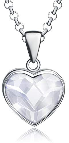 MIKA MUNICH Kette Damen Herz Silberkette 925 Sterling Silber Swarovski Kristall | Herzkette Halskette Freundin Geschenk für Mama Liebe Valentinstag | Schmuck Frau