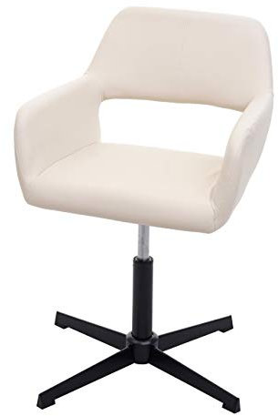 Mendler Homeoffice-Bürostuhl HWC-A50 IV, Wohnraum-Schreibtischstuhl + Esszimmerstuhl - Kunstleder Creme, Fuß schwarz
