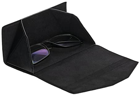 Solo Pelle Faltbares Brillenetui aus echtem Leder, tragbare Brillenbox zum falten, Brillen Etui mit Magnetverschluss Sonnenbrillenetui für Herren Damen Kinder (Schwarz)