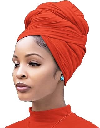 Nonbongoy Kopfbandagen für schwarze Frauen, Stretch-Kopfbandagen, große Haarbänder, Hijab-Schals für muslimische Kopftuch, Turban-Stirnbänder, 1 x orangefarbenes Kopftuch, 71''x 32''