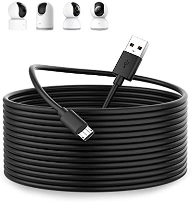 Câble Micro USB 10m, ACOCOBUY Câble USB pour MI 360° Home Security Camera 2K Pro, Mi 360° Camera(1080P), Mi 360° Home Security Camera 2K, USB vers Micro USB Câble de Chargement pour Caméra de Sécurité