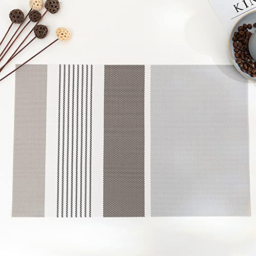 Tovagliette Americana Strisce Grigio Nero Tovagliette Colazione PVC Tovagliette Americana Plastica Lavabili Antiscivolo Sottopiatti Resistente Al Calore Sotto Piatti Da Tavola 30x45cm 8 Pcs