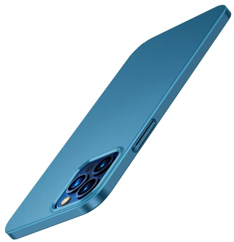 TORRAS für iPhone 12/12 Pro Hülle, Ultra Dünn Slim Schutzhülle, Pazifikblau, Unzerbrechlich, Hochleistungsschutz, Eingebauter 2 Diamant-Schutzglas