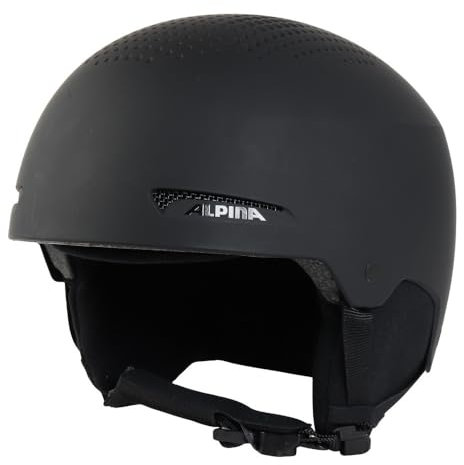 ALPINA ARBER - hochwertiger & Leichter Skihelm mit integriertem Visier für Erwachsene, mit abnehmbaren Ohrenpolstern, optimale Stoßabsorption - Black matt - L (58-61 cm)