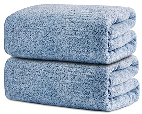 SEISSO Lot de 2 Serviettes de Bain Drap de Bain Extra Absorbantes et à Séchage Rapide pour Salle de Bain Grande Serviette de Bain en Fibre de Bambou (30%) 88×160 CM,Violet
