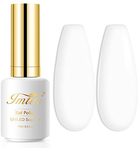 Imtiti Weißer Gel-Nagellack, Reinweißer UV/LED Soak Off Gel-Lack für DIY-Nagelkunst Maniküre zu Hause 15ml