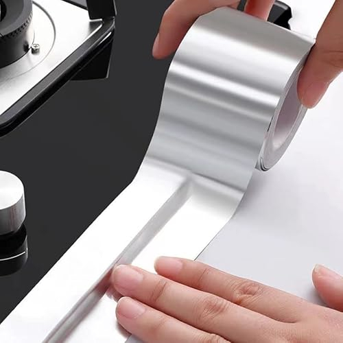 EUYIMOMO plinthe Souple autoadhésive Haute température Ruban de Papier d'aluminium évier de Cuisine Autocollants étanches Auto-adhésifs Autocollants résistants Graisse (Color : Silver, Size : 5cm*10