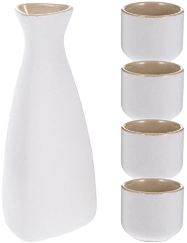 Kichvoe 1 Set Sake Jug Wine Glass Chinese Kungfu Teacup Sake Cup and Jug Japan Shot Glass Sake Jar and Cups Japanese Saki Bottle Japanese Sake Retro Saki Kettle Sushi Porcelain Cup White