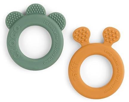 Done by Deer 4329099 Beißring 2er Set Silikon - Deer friends ocker/grün