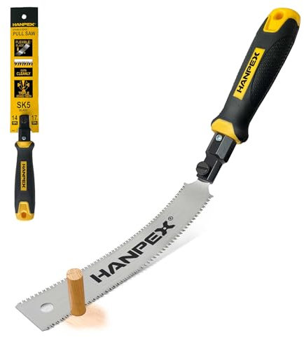 Hanpex Mini Japanese Double Edge Pull Hand Saw 7 - SK5 Flush Cut Woodworking Tool With Flexible Blade - 14 TPI / 17 TPI