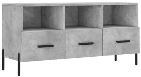 vidaXL TV Cabinet in Concrete Grey - Modern Style Media Unit with Storage Drawers and Iron Legs for Living Room or Bedroom - 102x36x50 cm Engineered Wood TV Stand