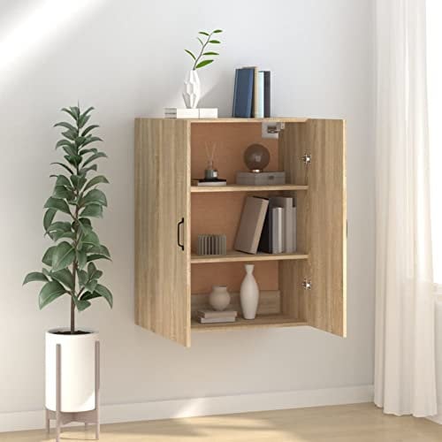 CIADAZ Hängeschrank, Wandschrank Wohnzimmer, Aufsatzschrank, Sonoma-Eiche 69,5x34x90 cm Holzwerkstoff - 812270