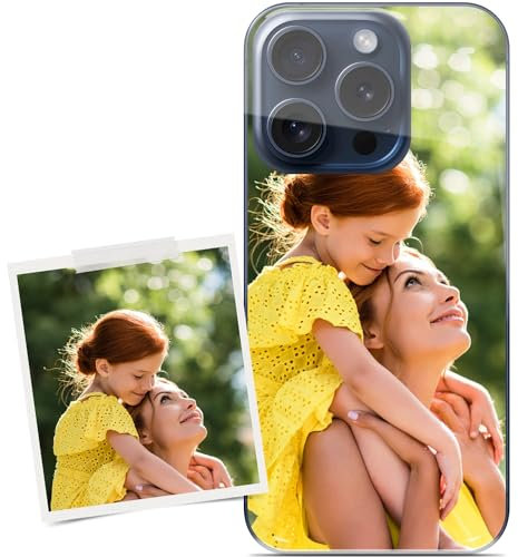 Coverpersonalizzate.it - Funda Personalizada Compatible con iPhone 15 Pro con tu Foto o tu Frase - Carcasa Protectora de TPU Transparente