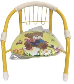 Sedia per Bambini Poltrona Bambini Sediolina Sedia in Metallo Seggiolina Bimbi Sediolina Sedia Bambini Poltroncina Imbottita con Seduta Sonora Sedie Bambini con Braccioli (GIALLO)
