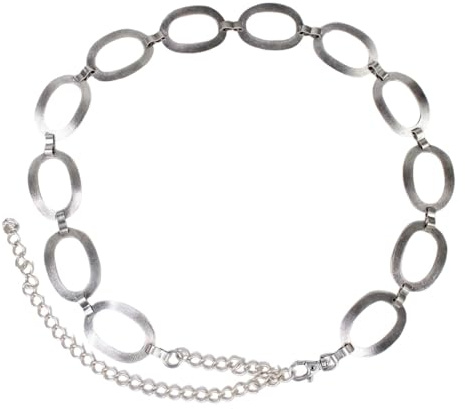 FRONHOFER Kettengürtel antiksilber, große ovale Ringe, 110 cm | Einheitsgröße, tragbar bis 105 cm Körperumfang, Ringe je 5,5 x 4 cm, Karabiner mit Verstellkette