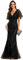 Ever-Pretty Women's Elegant Mermaid Ruffle Sleeve V Neck Shiny Maxi Bridesmaid Dresses Black 12UK