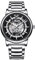 rorios Mode Automatik Uhr Mechanische Armbanduhren für Herren Analog Minimalistisch Uhren Leuchtend Skelett Herrenuhren mit Edelstahl Armband Silber A