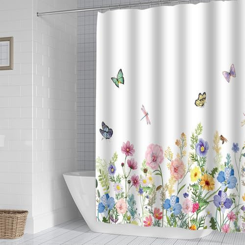 FAIRYGATE Bathrooms Showers Badvorhang Duschvorhang 180x180 cm Duschvorhänge Badewanne Vorhang Wasserdichter mit 12 Duschvorhängeringen Blickdicht Shower Curtains für Badezimmer B9715