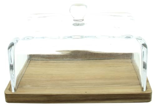 FRANK FLECHTWAREN Käseglocke Square, Glas, Holz Maße: 27 x 20 x 14 cm