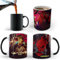 Xingbiyou Cyberpunk Farbwechsel Kaffeetassen, Kreativ, Keramik, Hitzeempfindlich, Temperatur Wasserbecher, Geburtstagsgeschenke (A)
