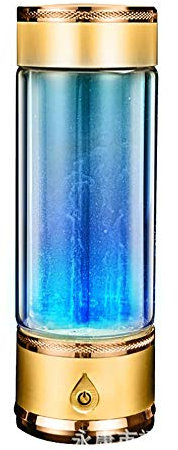 380ml Hydrogen Alkaline Water Bottle Machine Maker Hydrogen Water Generator Ionizer with SPE and PEM Technology, Hydrogen Content up to 800-1500 PPB and PH of 7.5-9.0-Gold