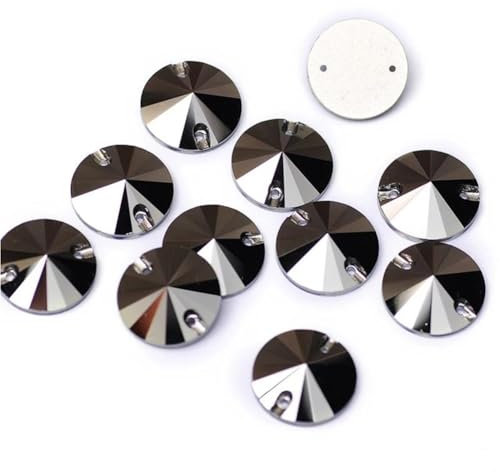 Niiyyjj 3200 HEM Rivoli Strasssteine zum Aufnähen, flache Rückseite, Nähperlen für Schmuckherstellung, Jet Hema, 8 mm, 56 Stück