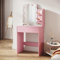 Sirhona tocador, espejo LED con brillo ajustable, mesa de maquillaje con espejo, 1 cajones y 2 estantes de almacenamiento, estilo moderno, rosa