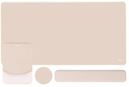 MOSISO Tastatur Mauspad Set,Großes Mauspad&Rechteckige Tastatur Handgelenkauflage mit Handgelenkauflage&Untersetzer,Ergonomisches Rutschfestes Mauspad&Tipppad mit Gebogenem Schaum,Aprikose