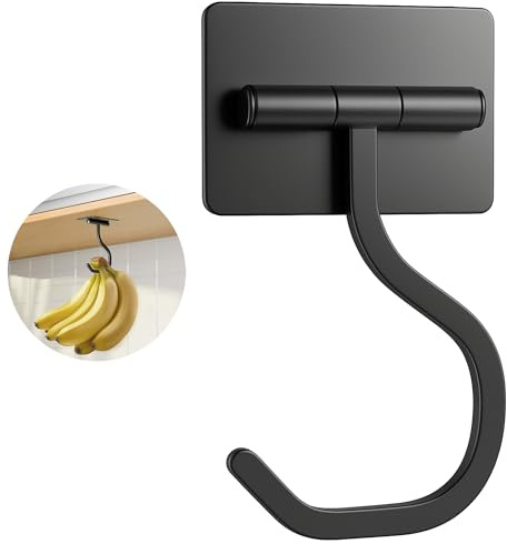 bussdis Unterschrank-Bananenhaken, selbstklebender Bananenhalter, Metall-Bananenhalter/-ständer zum Aufhängen von Bananen oder Küchenutensilien, hält Bananen frisch, Schwarz, 1 Packung