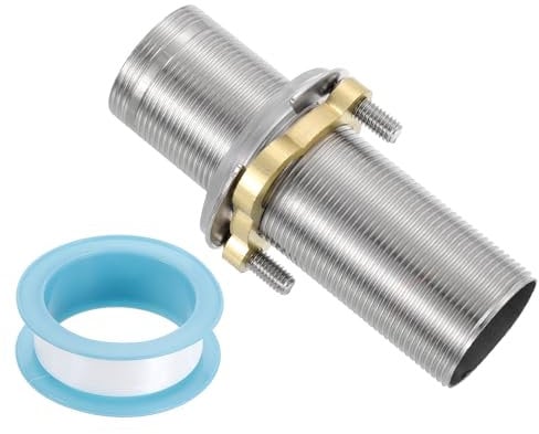 sourcing map Faucet Mount Extension Shank 4x 1.25 Stainless Steel Pipe Faucet Extension Nipple Locknut Kit Extension Threaded Lengthen Fixed High Foot with Nut and Gasket Fittings for Basin