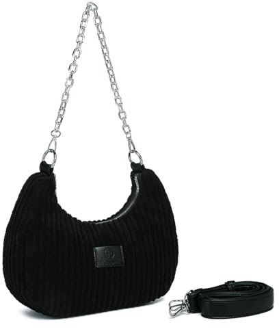 cotwoco Umhängetasche Damen klein Handtasche - Cord Hobo Bag Stylische Crossbody Bag,Damen Halbmond Tasche Schultertasche mit verstellbarem Gurt für Verabredungen, Einkaufen und Reisen