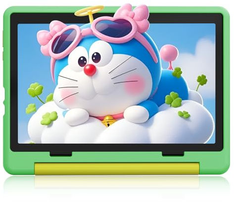 Laptok Kids tablet 10 inch Android 14 Tablets for Kids with 1280 * 800 IPS Display, 14GB RAM+64GB ROM, 5000mAh Battery, WiFi 6, Type-C, Child Tablet with 8MP+5MP Dual Camera, Kid-Proof Case (Green)