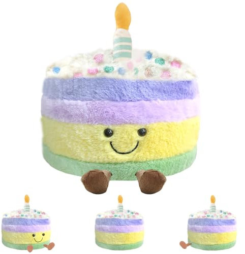 YOUYIKE - Muñeco de Peluche de Pastel de cumpleaños arcoíris de 30 cm, diseño Original de Pastel de Dibujos Animados, decoración para el hogar y mesita de Noche (Pastel arcoíris)