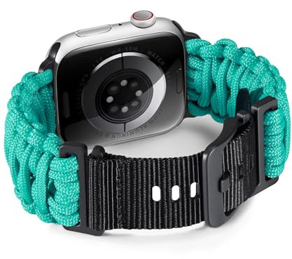 BINLUN Kompatibel mit Apple Watch Armband 49mm 46mm 45mm 44mm 42mm Paracord Geflochten Handgefertigtes Nylon Sportarmband Geeignet für iWatch10/9/8/7/6/5/4/3/2/1/SE2/SE1/Ultra 2 /Utral 1 Herren Damen